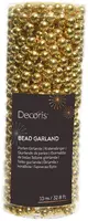 Decoris kunststof kerstslinger kralen 10m licht goud