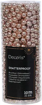 Decoris kunststof kerstslinger kralen 10m poederroze - afbeelding 1