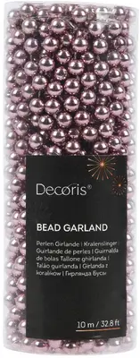 Decoris kunststof kerstslinger kralen 10m vintage roze - afbeelding 1