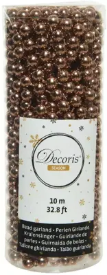Decoris kunststof kerstslinger kralen 10m walnoot