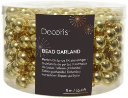 Decoris kunststof kerstslinger kralen xl 5m licht goud - afbeelding 1
