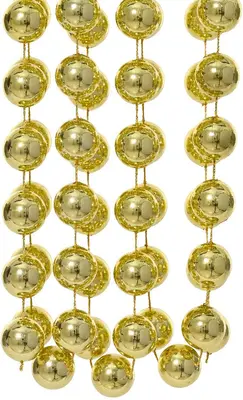 Decoris kunststof kerstslinger kralen xl 5m licht goud - afbeelding 2
