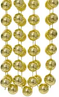 Decoris kunststof kerstslinger kralen xl 5m licht goud - afbeelding 2