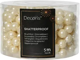 Decoris kunststof kerstslinger kralen xl 5m parel - afbeelding 1