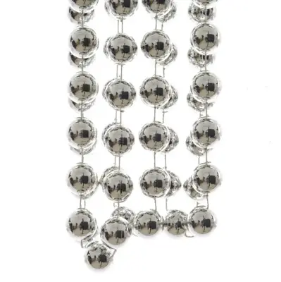 Decoris kunststof kerstslinger kralen xl 5m zilver - afbeelding 2