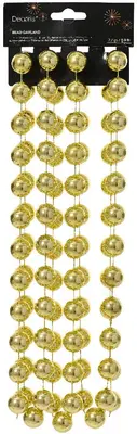 Decoris kunststof kerstslinger kralen xxl 2,7m licht goud - afbeelding 1