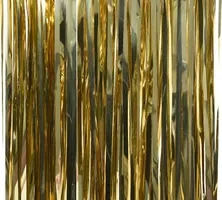 Decoris kunststof lametta vinyl gordijn 2x90cm licht goud