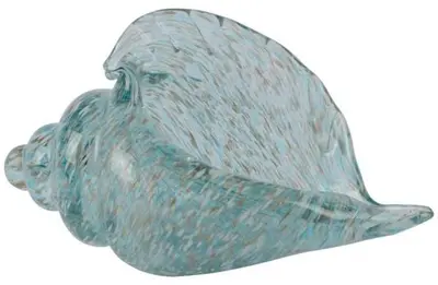 Decoris ornament glas schelp 27x12.5x15cm blauw, goud