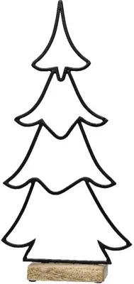 Decoris ornament metaal kerstboom 13x6.5x27cm zwart