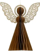 Decoris papieren kerst ornament engel 15cm bruin - afbeelding 1