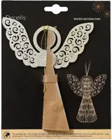Decoris papieren kerst ornament engel 15cm bruin - afbeelding 2