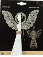 Decoris papieren kerst ornament engel 15cm wit - afbeelding 2