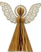 Decoris papieren kerst ornament engel 15cm zand - afbeelding 1