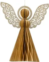 Decoris papieren kerst ornament engel 40cm zand - afbeelding 1
