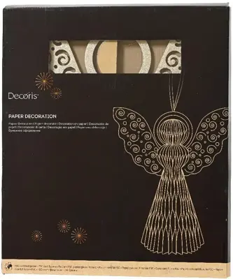 Decoris papieren kerst ornament engel 40cm zand - afbeelding 2