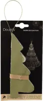 Decoris papieren kerst ornament kerstboom 15cm groen - afbeelding 2