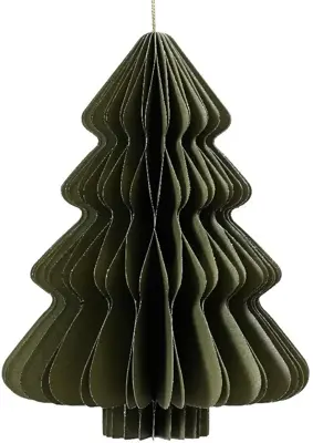 Decoris papieren kerst ornament kerstboom 15cm groen - afbeelding 1