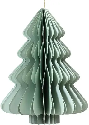Decoris papieren kerst ornament kerstboom 15cm mint - afbeelding 1