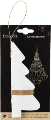 Decoris papieren kerst ornament kerstboom 15cm wit - afbeelding 2