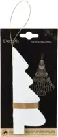 Decoris papieren kerst ornament kerstboom 15cm wit - afbeelding 2