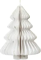 Decoris papieren kerst ornament kerstboom 15cm wit - afbeelding 1