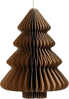 Decoris papieren kerst ornament kerstboom 20cm bruin - afbeelding 1