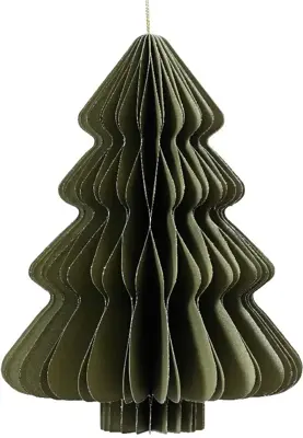 Decoris papieren kerst ornament kerstboom 20cm groen - afbeelding 1