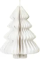 Decoris papieren kerst ornament kerstboom 20cm wit - afbeelding 1