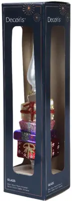 Decoris piek glas cadeautjes 29cm zilver - afbeelding 2