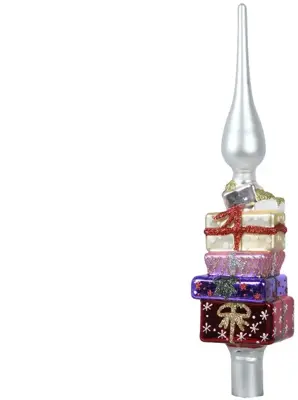 Decoris piek glas cadeautjes 29cm zilver - afbeelding 1