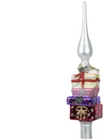 Decoris piek glas cadeautjes 29cm zilver - afbeelding 1