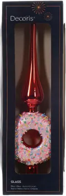 Decoris piek glas donut 31cm rood - afbeelding 2