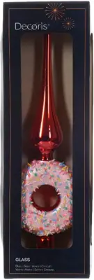 Decoris piek glas donut 31cm rood - afbeelding 2