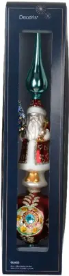Decoris piek glas kerstman 40cm multi - afbeelding 2