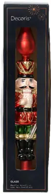 Decoris piek glas notenkraker 29cm rood - afbeelding 2
