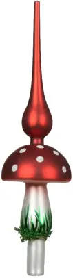 Decoris piek glas paddenstoel 31cm rood - afbeelding 1