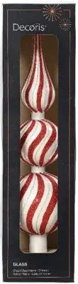 Decoris piek glas swirl 31cm rood, wit - afbeelding 2