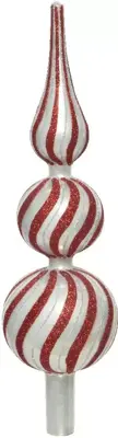 Decoris piek glas swirl 31cm rood, wit - afbeelding 1