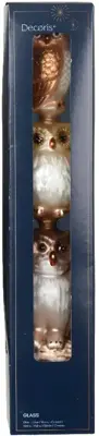 Decoris piek glas uilen 35cm bruin - afbeelding 2