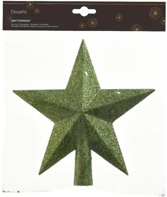 Decoris piek kunststof ster 19cm dennengroen - afbeelding 2