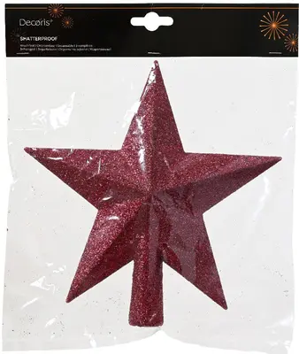Decoris piek kunststof ster 19cm festive roze - afbeelding 2