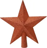Decoris piek kunststof ster 19cm pompoen - afbeelding 1