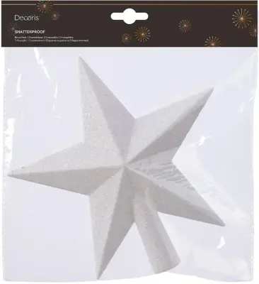 Decoris piek kunststof ster 19cm winterwit - afbeelding 2