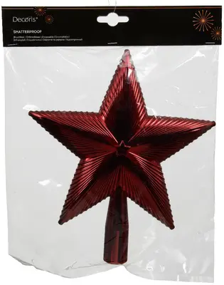 Decoris piek kunststof ster 21.5cm ossenbloed - afbeelding 2
