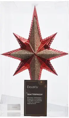 Decoris piek kunststof ster 25.5cm kerstrood - afbeelding 2