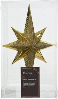 Decoris piek kunststof ster 25.5cm licht goud - afbeelding 2