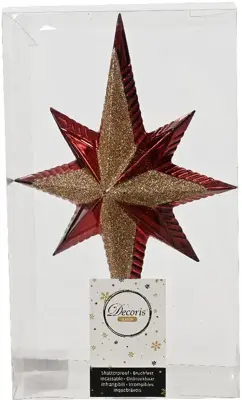 Decoris piek kunststof ster 25.5cm ossenbloed - afbeelding 2