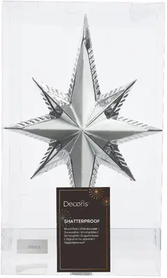 Decoris piek kunststof ster 25.5cm zilver - afbeelding 2
