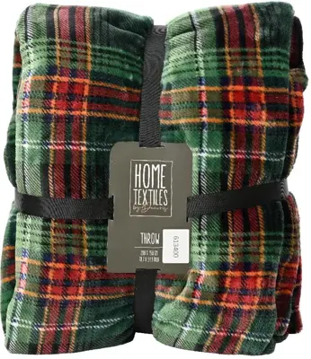 Decoris plaid ruit 150x200cm groen
