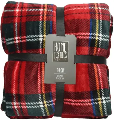 Decoris plaid ruit 150x200cm rood - afbeelding 1